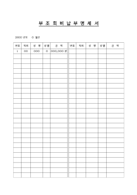부조회비납부명세서 부조회비납부명세서